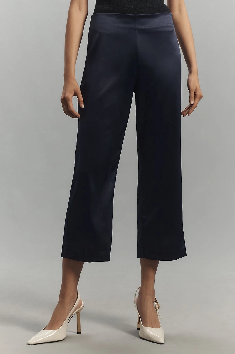 Silky Tapered Cropped Trousers