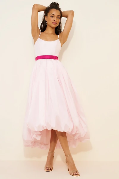 Hutch Bubble Hem Bow Waist Midi Dress