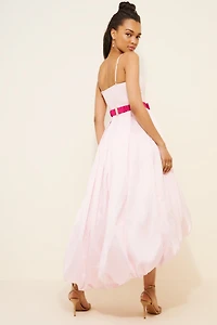 Hutch Bubble Hem Bow Waist Midi Dress