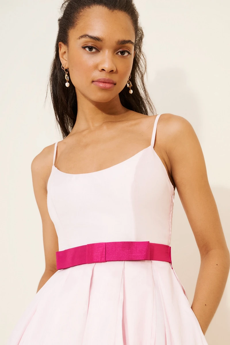 Hutch Bubble Hem Bow Waist Midi Dress
