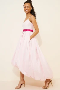 Hutch Bubble Hem Bow Waist Midi Dress