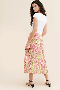 Maeve Floral Side-Slit Midi Skirt
