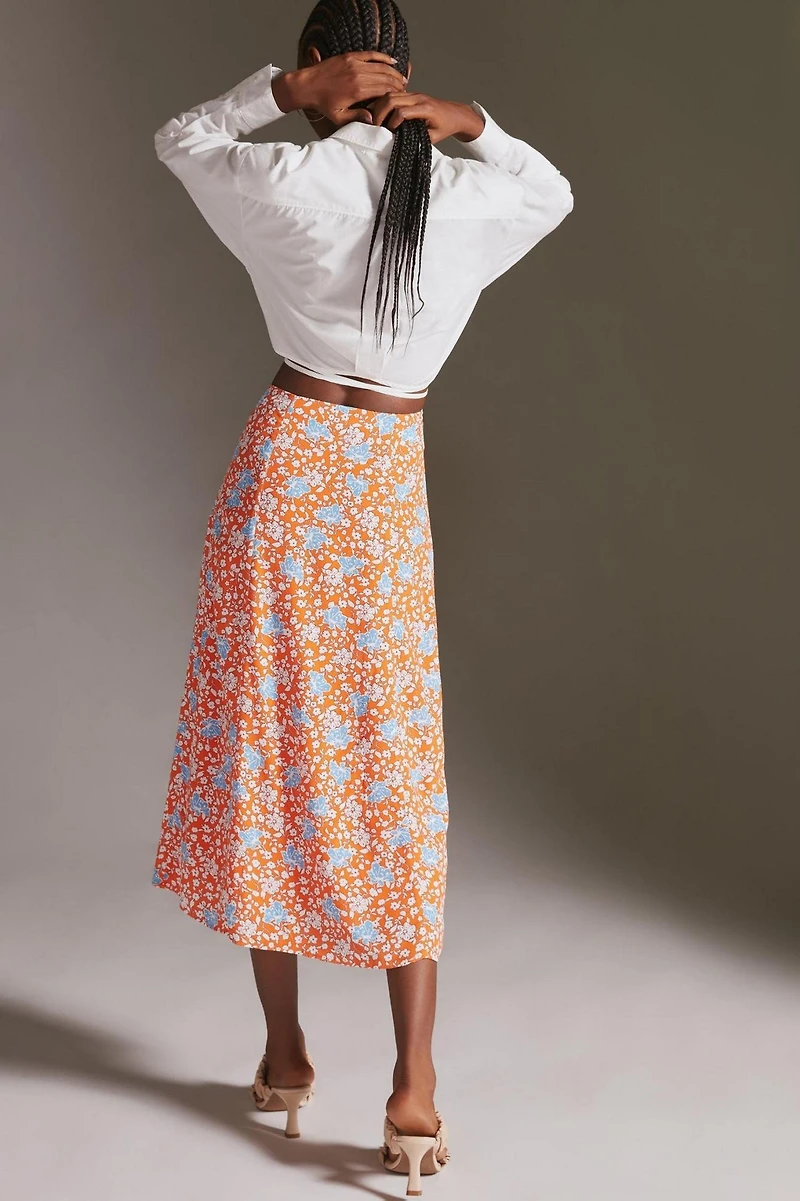 Maeve Floral Side-Slit Midi Skirt