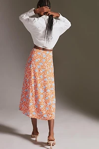 Maeve Floral Side-Slit Midi Skirt