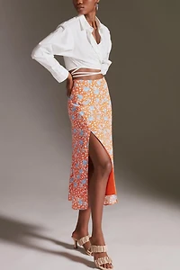 Maeve Floral Side-Slit Midi Skirt