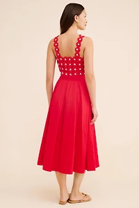 Crochet Poplin Twofer Midi Dress