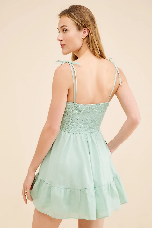 Loft Tie Strap Smocked Poplin Midi Dress The Summit