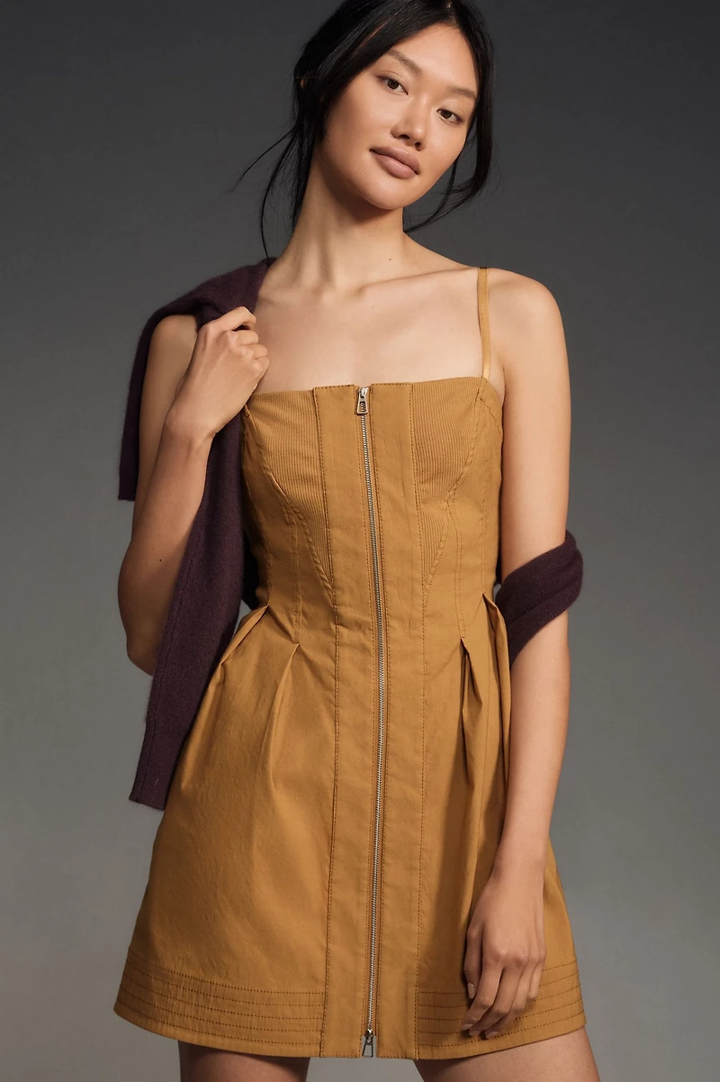 Structured Zip-Front Mini Dress