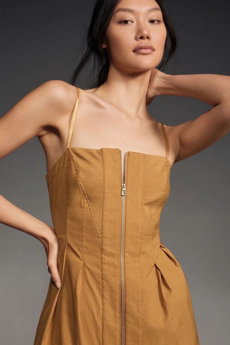 Structured Zip-Front Mini Dress