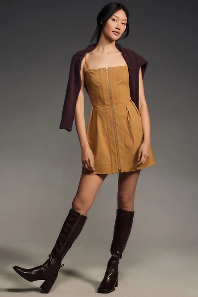 Structured Zip-Front Mini Dress