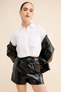 Avec Les Filles Vegan Leather Croc Shorts