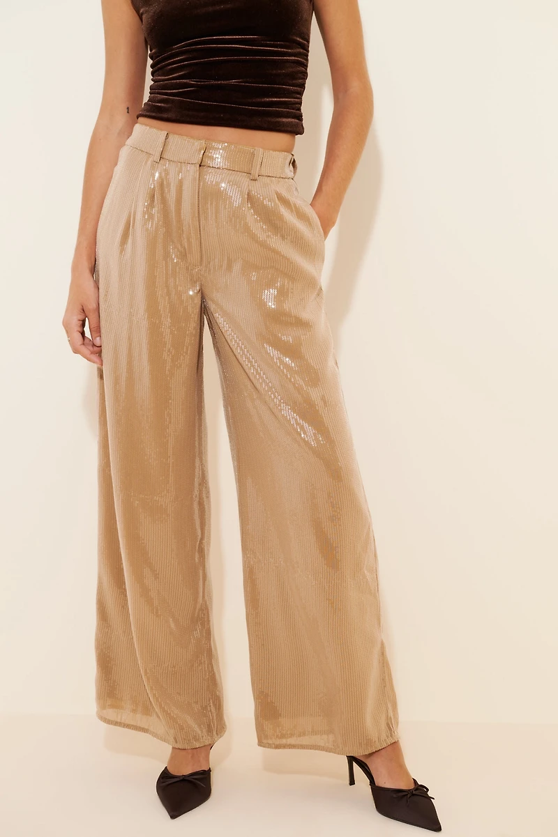Hutch Wide-Leg Sequin Pants