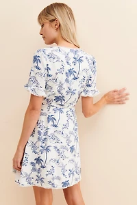 Lost + Wander Blue Palm Nights Mini Dress