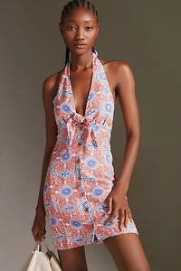 Maeve Tie-Front Printed Mini Dress