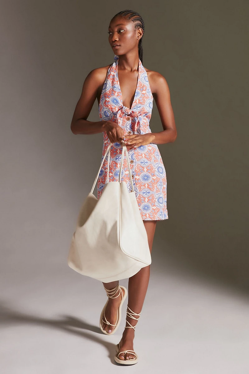 Maeve Tie-Front Printed Mini Dress