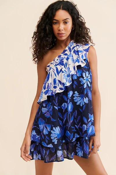 Floral One-Shoulder Ruffle Dress