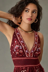 V-Neck Deco Midi Dress