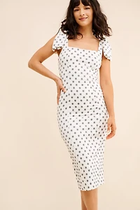 Maeve Bow-Shoulder Slim Midi Dress