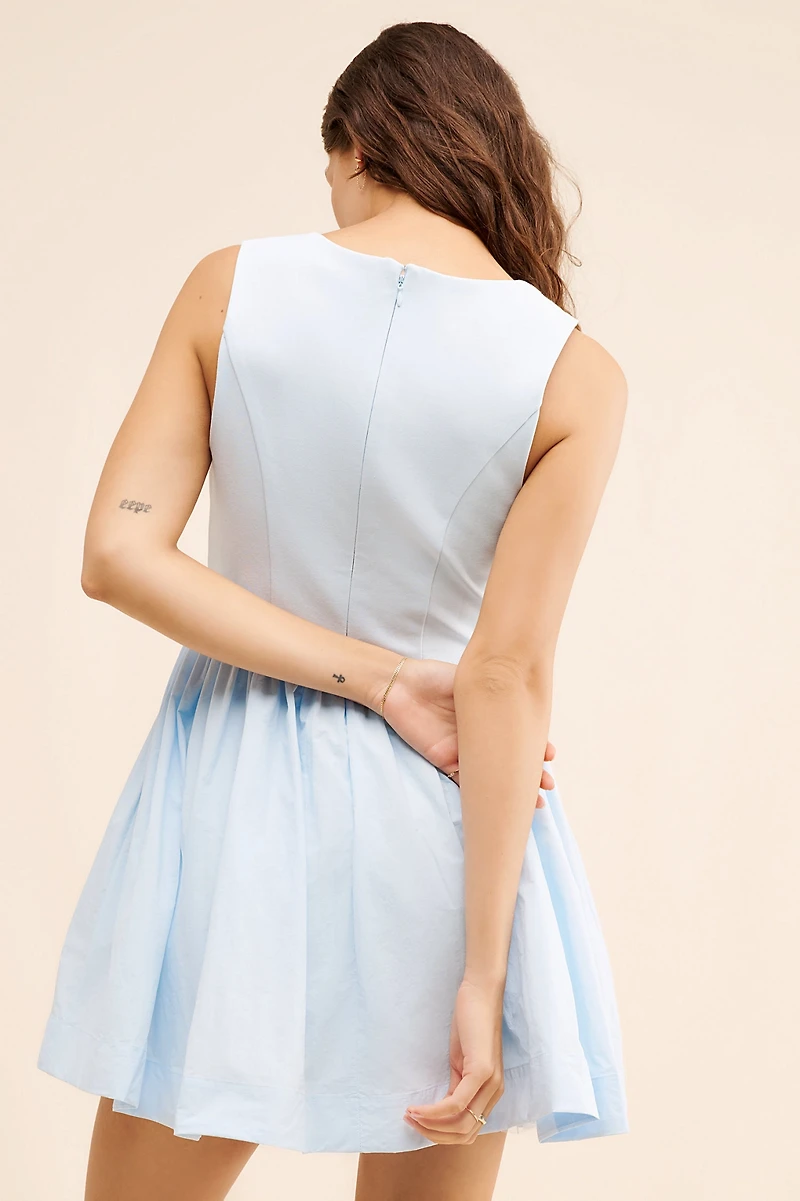 BHLDN Jemma Scoop-Neck Fit & Flare Mini Dress