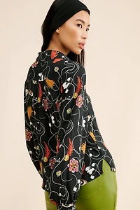 Scotch & Soda Printed Balloon Sleeve Button Front Shirt