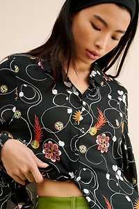 Scotch & Soda Printed Balloon Sleeve Button Front Shirt
