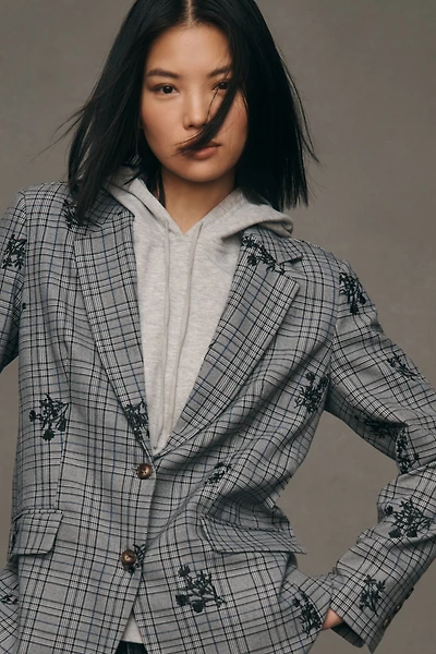 Dolan Left Coast Plaid Embroidered Blazer