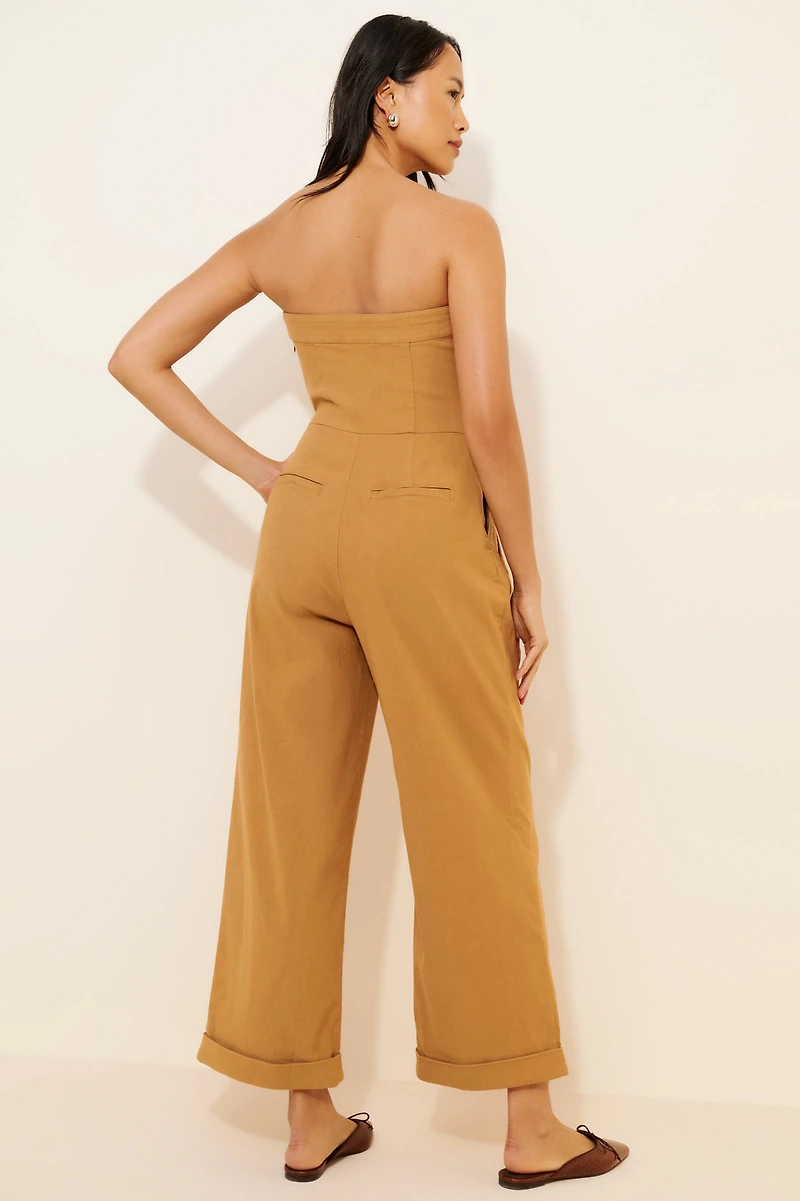 The Belted Linen Blend Jumpsuit