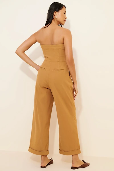 The Belted Linen Blend Jumpsuit