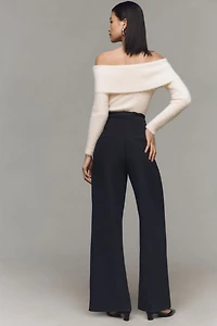 Corset Bow Pleated Wide-Leg Pants