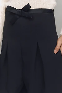 Corset Bow Pleated Wide-Leg Pants