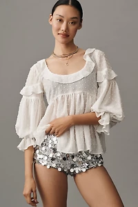 Ruffled Sheer Boho Blouse
