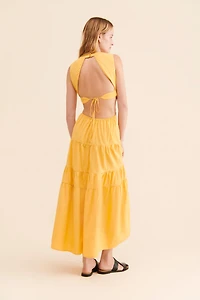 Moon River Tiered Cutout Maxi Dress