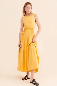 Moon River Tiered Cutout Maxi Dress