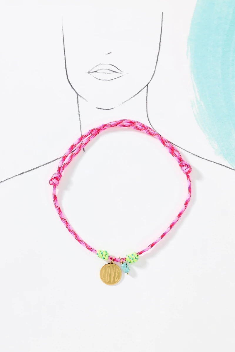Logan Tay Dark Pink Love Rope Necklace