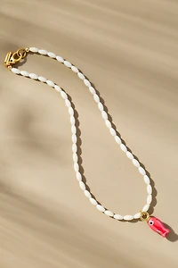 Logan Tay White Beaded Fish Necklace