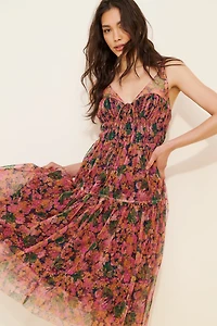 Halter Mesh Midi Dress