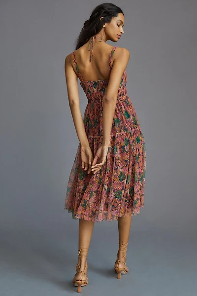 Halter Mesh Midi Dress