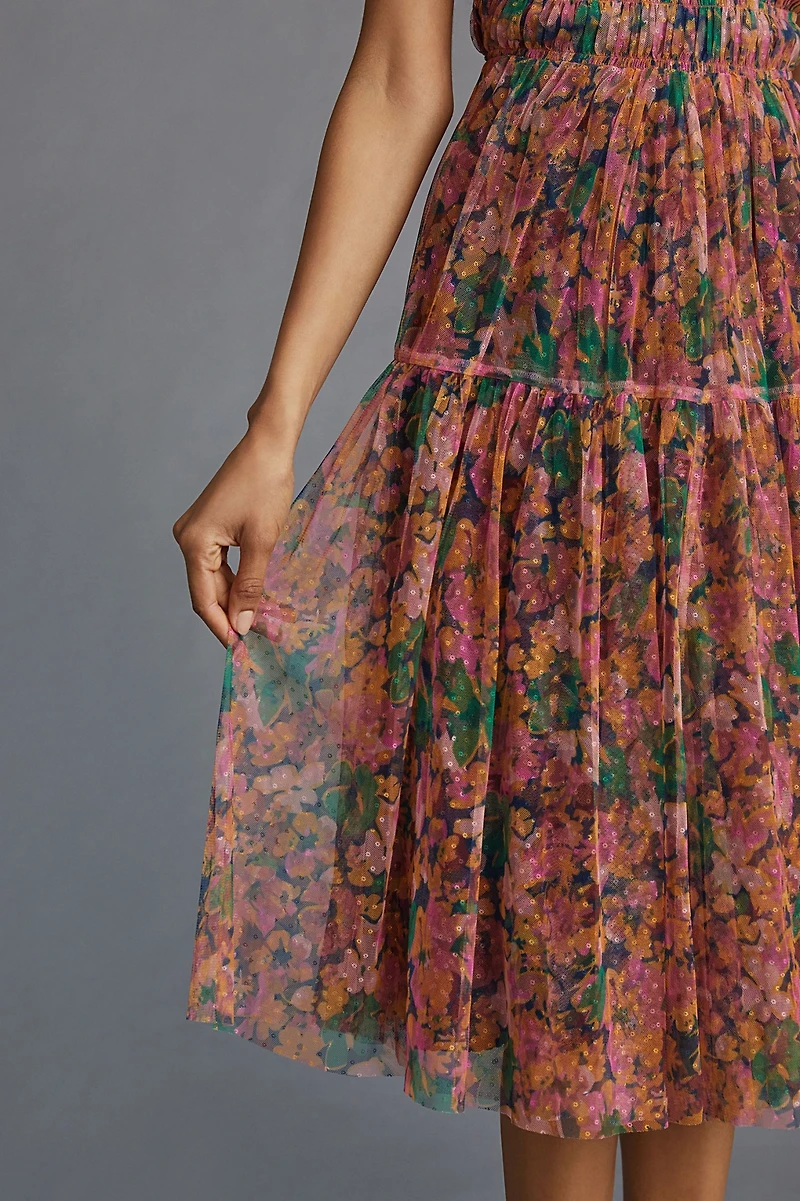 Halter Mesh Midi Dress
