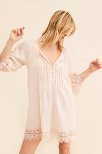 Lace Pintucked Tunic Dress