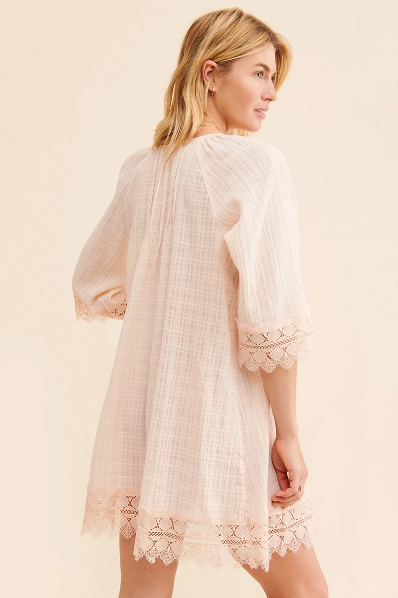 Lace Pintucked Tunic Dress