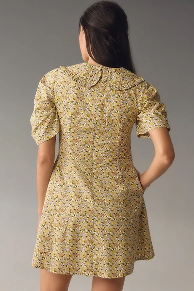 Short-Sleeve Collared Printed Mini Dress