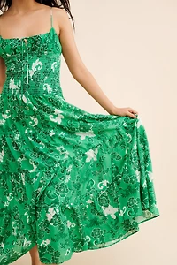 Smocked Drop Waist Maxi Dress