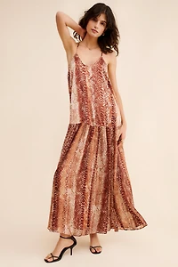 Solid and Sheer Maxi Dress