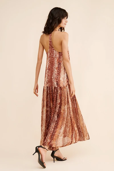 Solid and Sheer Maxi Dress