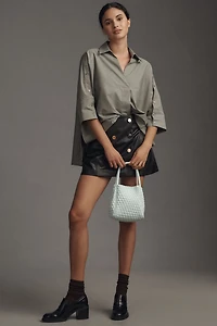 Button-Sleeve Blouse