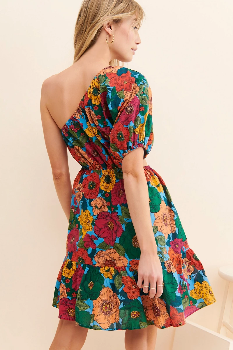 Du Paradis Floral One Shoulder Mini Dress