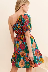 Du Paradis Floral One Shoulder Mini Dress