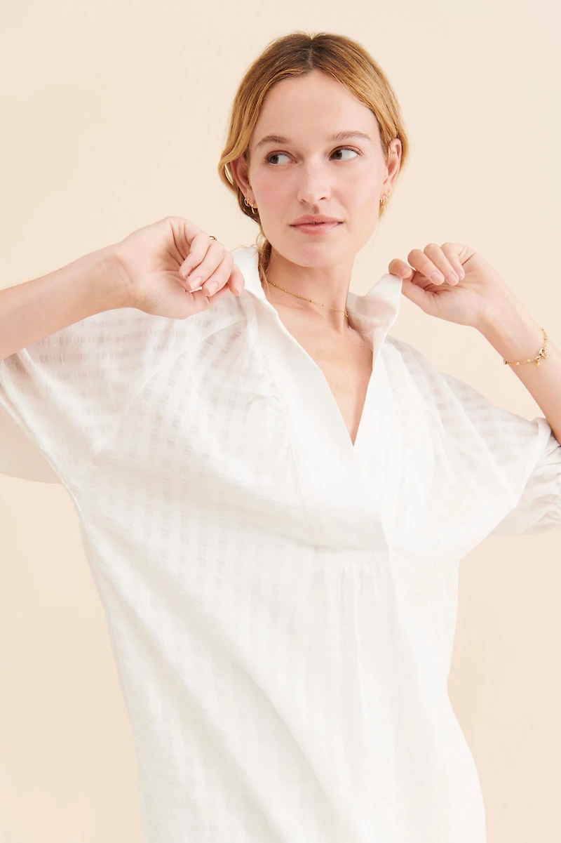 V-Neck Tiered-Sleeve Tunic Dress