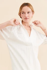 V-Neck Tiered-Sleeve Tunic Dress