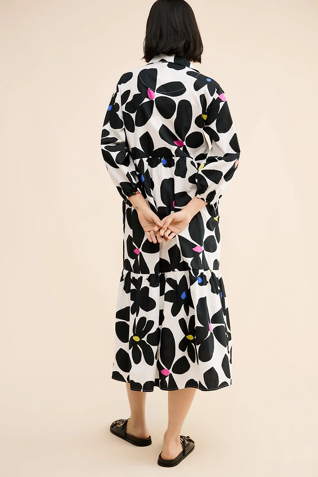 the carolita printed tiered shirt dress The Carolita Printed Tiered Shirt Dress by Celandine